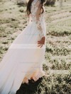 A-line Scoop Neck Sweep Train Tulle Appliques Lace Wedding Dresses #PDS00023563