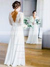 A-line V-neck Floor-length Lace Chiffon Ruffles Wedding Dresses #PDS00023564