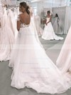 Ball Gown Scoop Neck Sweep Train Tulle Appliques Lace Wedding Dresses #PDS00023565