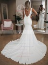 Trumpet/Mermaid V-neck Sweep Train Stretch Crepe Wedding Dresses #PDS00023568
