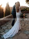 Trumpet/Mermaid V-neck Sweep Train Lace Lace Wedding Dresses #PDS00023572