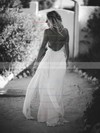 A-line V-neck Floor-length Chiffon Lace Appliques Lace Wedding Dresses #PDS00023485