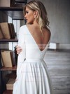 A-line Scoop Neck Asymmetrical Stretch Crepe Buttons Wedding Dresses #PDS00023490