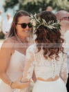 A-line Scoop Neck Floor-length Lace Chiffon Appliques Lace Wedding Dresses #PDS00023503