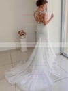 Trumpet/Mermaid Scoop Neck Sweep Train Lace Tulle Appliques Lace Wedding Dresses #PDS00023528