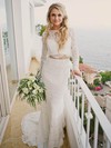 Trumpet/Mermaid Scoop Neck Sweep Train Lace Lace Wedding Dresses #PDS00023534