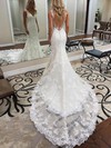 Trumpet/Mermaid V-neck Court Train Lace Tulle Appliques Lace Wedding Dresses #PDS00023535