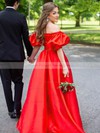 Ball Gown Off-the-shoulder Sweep Train Satin Prom Dresses #PDS020106696