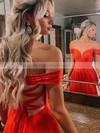 A-line Off-the-shoulder Sweep Train Chiffon Ruffles Prom Dresses #PDS020106733