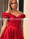 Princess Off-the-shoulder Sweep Train Satin Sashes / Ribbons Prom Dresses #PDS020106761