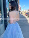 A-line V-neck Sweep Train Glitter Pockets Prom Dresses #PDS020106870