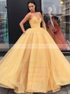 Ball Gown V-neck Floor-length Organza Sashes / Ribbons Prom Dresses #PDS020106884