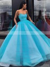 Ball Gown V-neck Floor-length Organza Sashes / Ribbons Prom Dresses #PDS020106884
