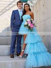 Princess Strapless Asymmetrical Tulle Sashes / Ribbons Prom Dresses #PDS020106794