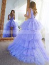 Princess V-neck Asymmetrical Tulle Beading Prom Dresses #PDS020106869