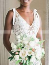 Trumpet/Mermaid V-neck Court Train Lace Appliques Lace Wedding Dresses #PDS00023577