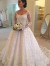 Ball Gown Square Neckline Sweep Train Lace Appliques Lace Wedding Dresses #PDS00023580