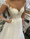 A-line Scoop Neck Floor-length Tulle Appliques Lace Wedding Dresses #PDS00023582
