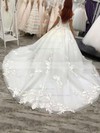 Ball Gown Off-the-shoulder Court Train Organza Appliques Lace Wedding Dresses #PDS00023587