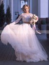Ball Gown Scoop Neck Floor-length Lace Tulle Lace Wedding Dresses #PDS00023589
