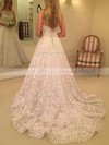 Princess Square Neckline Sweep Train Tulle Appliques Lace Wedding Dresses #PDS00023591