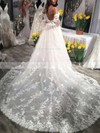 Ball Gown Off-the-shoulder Court Train Tulle Appliques Lace Wedding Dresses #PDS00023593