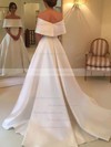 Ball Gown Off-the-shoulder Sweep Train Satin Wedding Dresses #PDS00023594