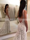 Trumpet/Mermaid Scoop Neck Sweep Train Lace Appliques Lace Wedding Dresses #PDS00023598