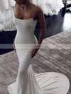 Trumpet/Mermaid Square Neckline Sweep Train Jersey Wedding Dresses #PDS00023607