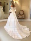 Ball Gown Off-the-shoulder Sweep Train Satin Bow Wedding Dresses #PDS00023609