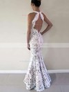 Trumpet/Mermaid Scoop Neck Floor-length Lace Wedding Dresses #PDS00023611