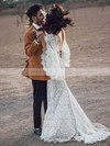 Trumpet/Mermaid V-neck Sweep Train Lace Sashes / Ribbons Wedding Dresses #PDS00023612