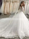 Ball Gown Off-the-shoulder Court Train Tulle Appliques Lace Wedding Dresses #PDS00023619