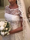 A-line Scoop Neck Sweep Train Lace Appliques Lace Wedding Dresses #PDS00023621