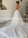 Princess Scoop Neck Court Train Tulle Appliques Lace Wedding Dresses #PDS00023624