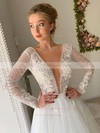 Princess Scoop Neck Court Train Tulle Appliques Lace Wedding Dresses #PDS00023624