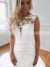 Trumpet/Mermaid Scoop Neck Chapel Train Tulle Appliques Lace Wedding Dresses #PDS00023644