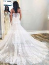 Trumpet/Mermaid Sweetheart Court Train Tulle Appliques Lace Wedding Dresses #PDS00023645
