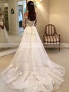 Princess Scoop Neck Sweep Train Tulle Appliques Lace Wedding Dresses #PDS00023650