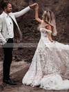 Princess Off-the-shoulder Sweep Train Tulle Appliques Lace Wedding Dresses #PDS00023656