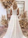 A-line Square Neckline Sweep Train Satin Wedding Dresses #PDS00023662