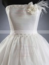 Strapless Organza with Sashes/Ribbons White Knee-length Ball Gown Wedding Dresses #PDS00020624