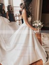 Ball Gown Sweetheart Court Train Satin Sashes / Ribbons Wedding Dresses #PDS00023672
