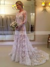 Trumpet/Mermaid Scoop Neck Detachable Lace Sashes / Ribbons Wedding Dresses #PDS00023673