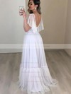 A-line V-neck Floor-length Tulle Wedding Dresses #PDS00023684