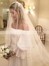 A-line Off-the-shoulder Sweep Train Chiffon Pleats Wedding Dresses #PDS00023686
