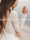 A-line V-neck Sweep Train Chiffon Lace Wedding Dresses #PDS00023692