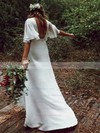 A-line V-neck Floor-length Stretch Crepe Wedding Dresses #PDS00023710
