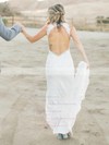 Trumpet/Mermaid High Neck Court Train Lace Split Front Wedding Dresses #PDS00023711