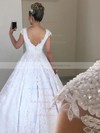 Ball Gown Scoop Neck Sweep Train Lace Appliques Lace Wedding Dresses #PDS00023718